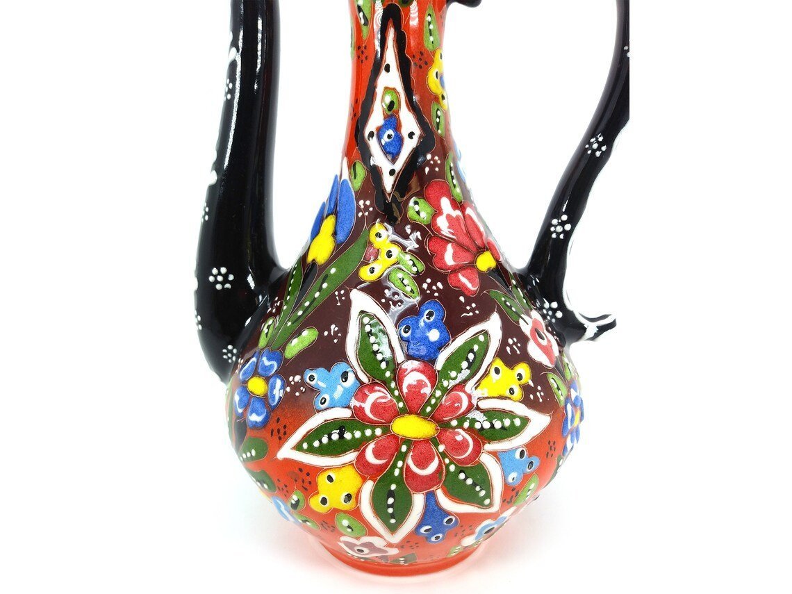 Handmade Handprinted Turkish Ceramic Ewer Pitcher Vase Home Decor - Rassme