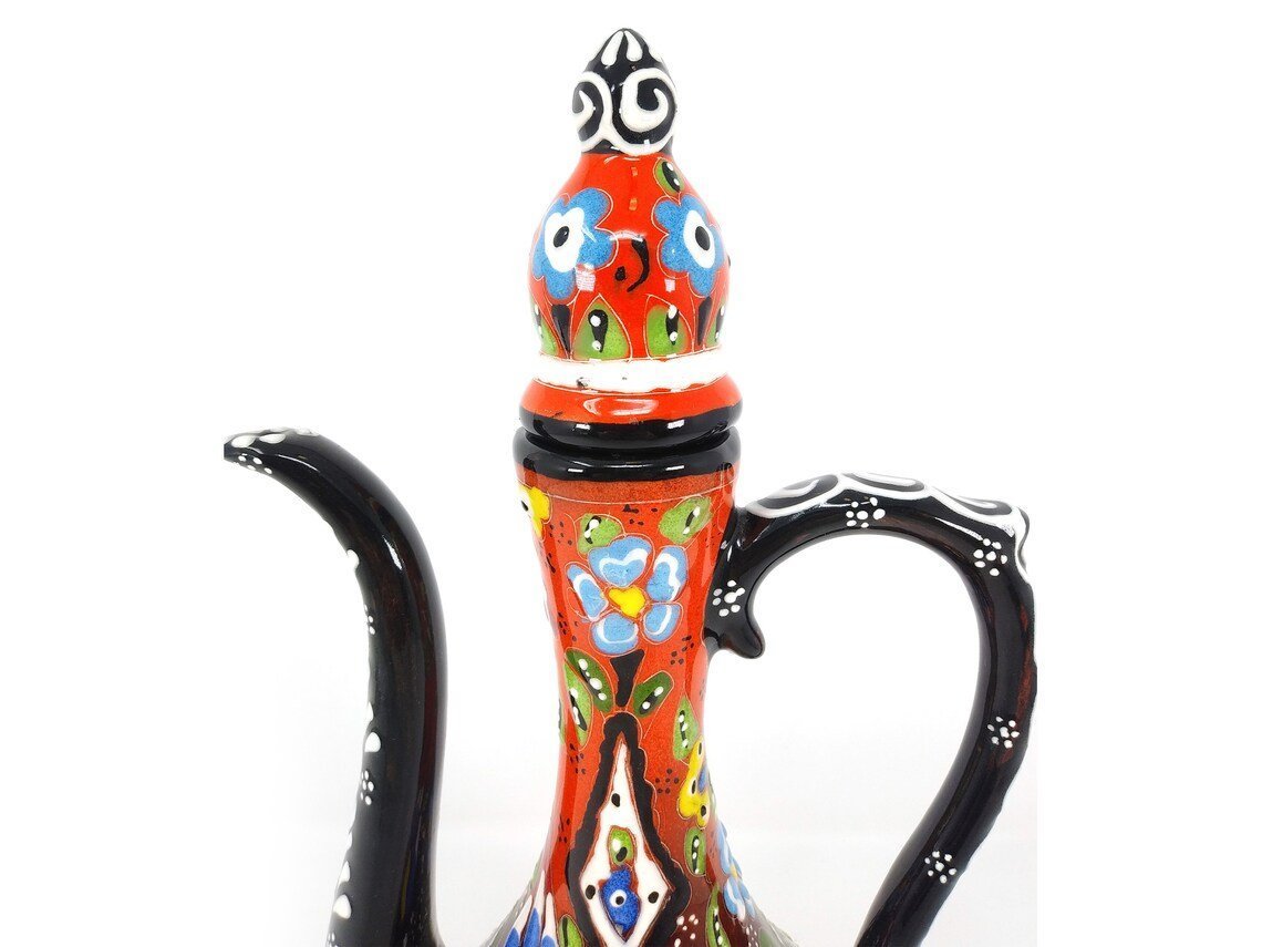 Handmade Handprinted Turkish Ceramic Ewer Pitcher Vase Home Decor - Rassme