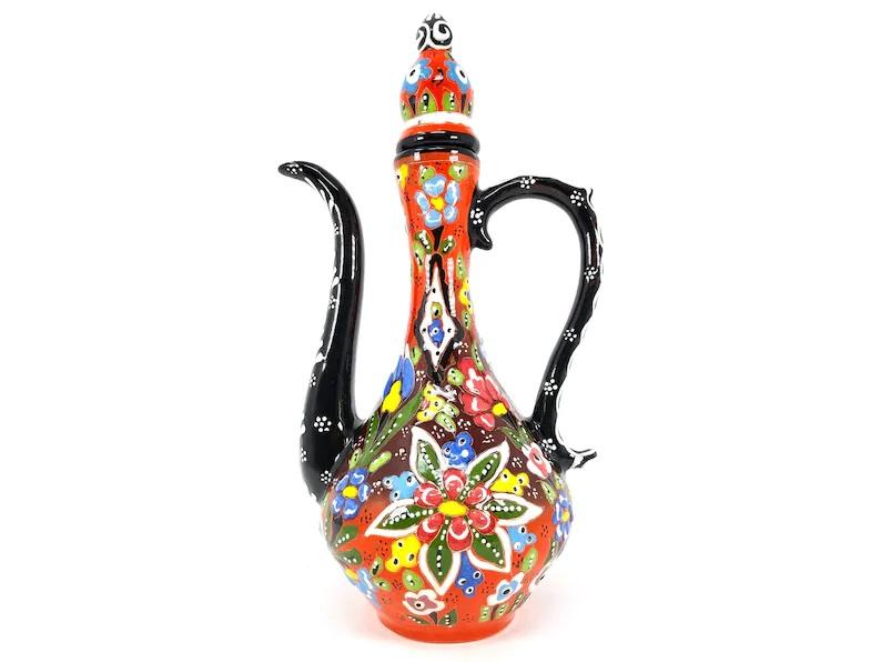 Handmade Handprinted Turkish Ceramic Ewer Pitcher Vase Home Decor - Rassme