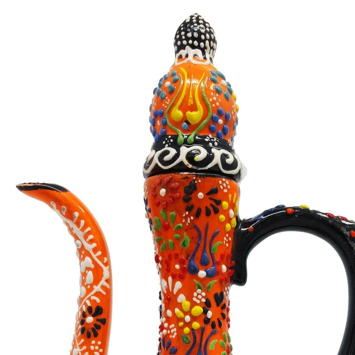 Handmade Handprinted Turkish Ceramic Ewer Pitcher Vase Home Decor - Rassme