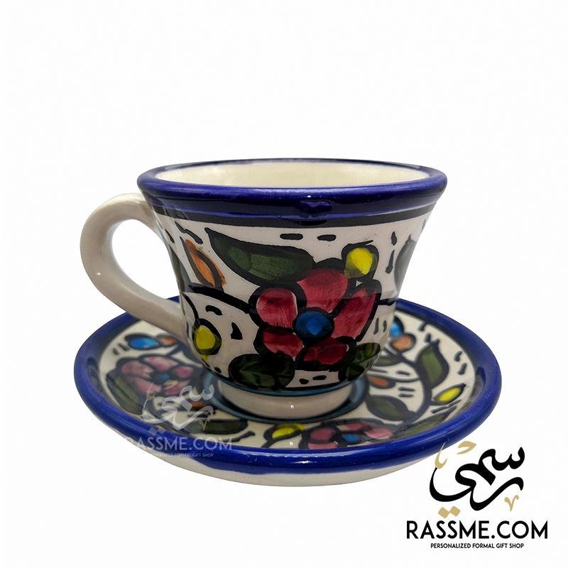 Handmade High Quality Palestinian Floral Turkish Coffee Cup - Rassme