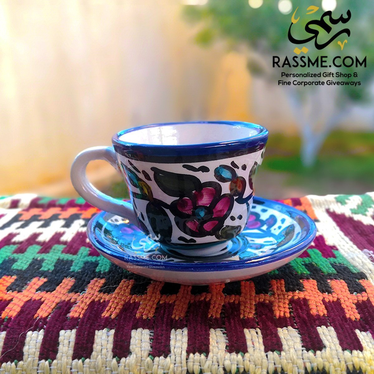 Handmade High Quality Palestinian Floral Turkish Coffee Cup - Rassme