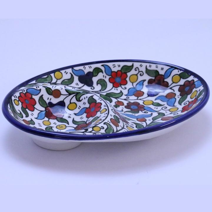 Handmade in Palestine Ceramics Pottery Hamsa OVAL BOWL - Rassme