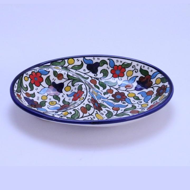 Handmade in Palestine Ceramics Pottery Hamsa OVAL BOWL - Rassme