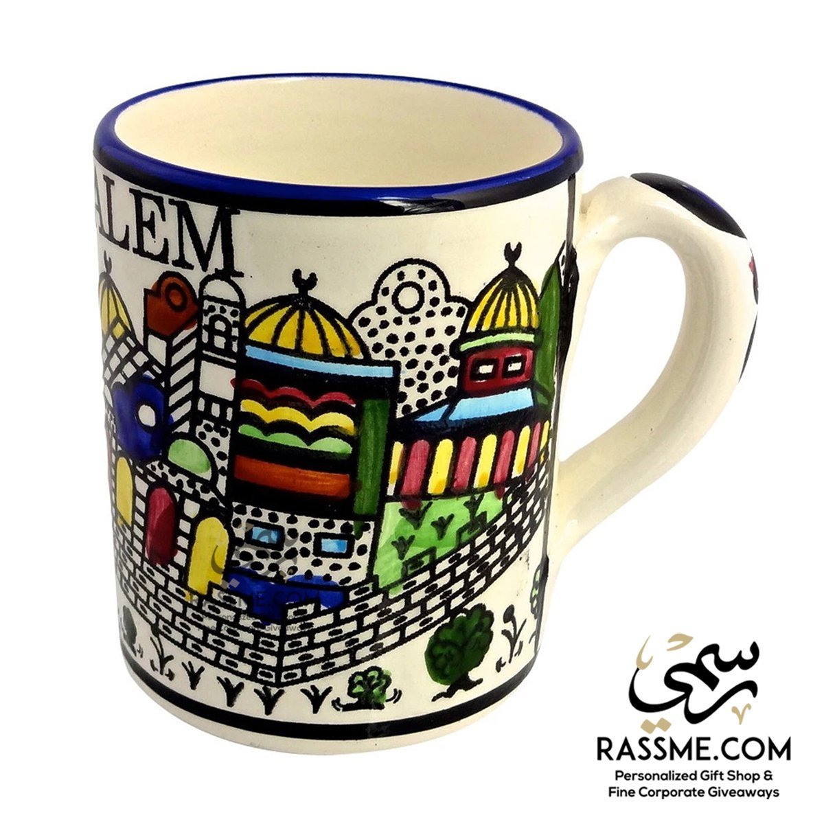 Handmade in Palestinian Ceramics Jerusalem Mug Pottery - Rassme