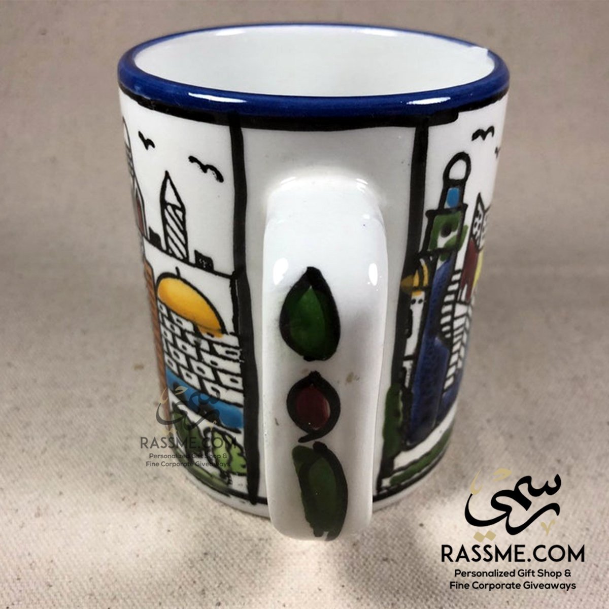 Handmade in Palestinian Ceramics Jerusalem Mug Pottery - Rassme