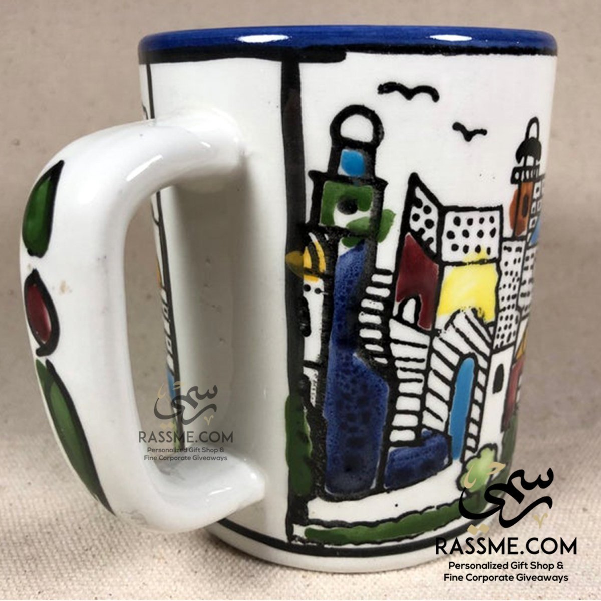 Handmade in Palestinian Ceramics Jerusalem Mug Pottery - Rassme