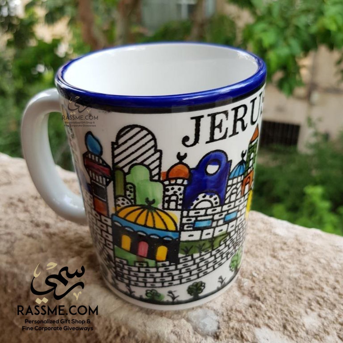 Handmade in Palestinian Ceramics Jerusalem Mug Pottery - Rassme