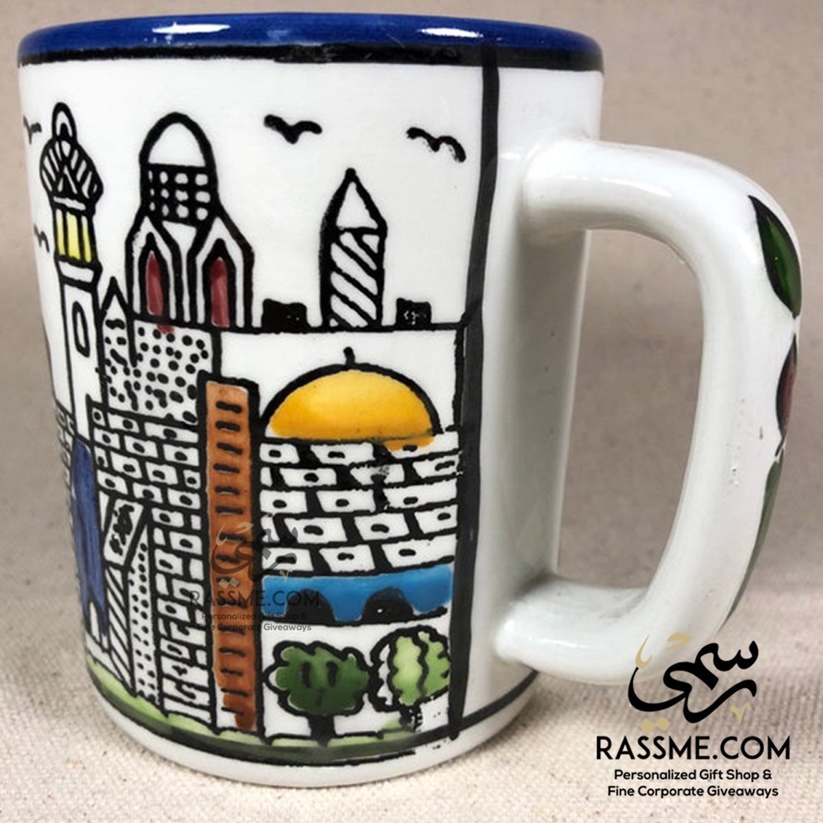 Handmade in Palestinian Ceramics Jerusalem Mug Pottery - Rassme