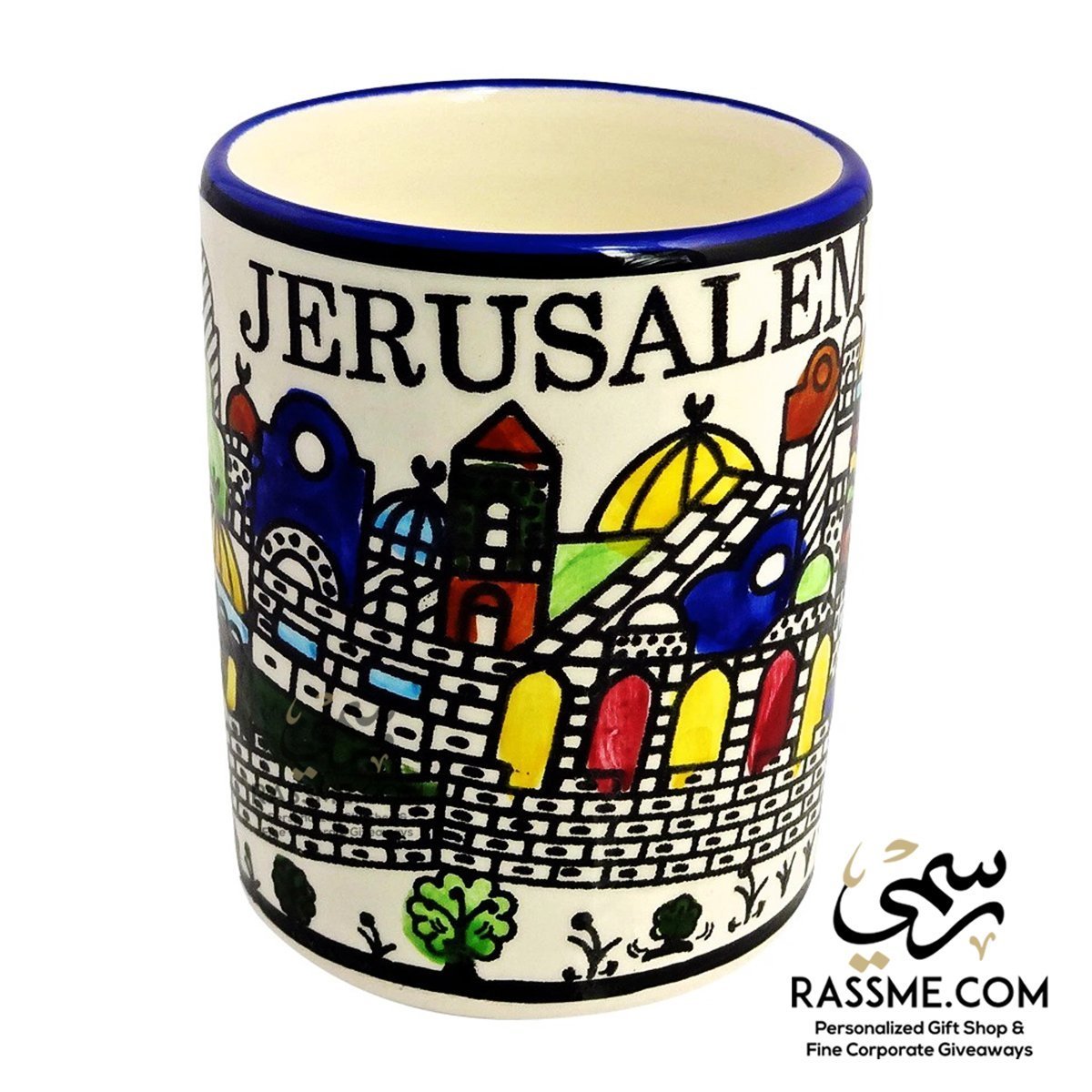 Handmade in Palestinian Ceramics Jerusalem Mug Pottery - Rassme