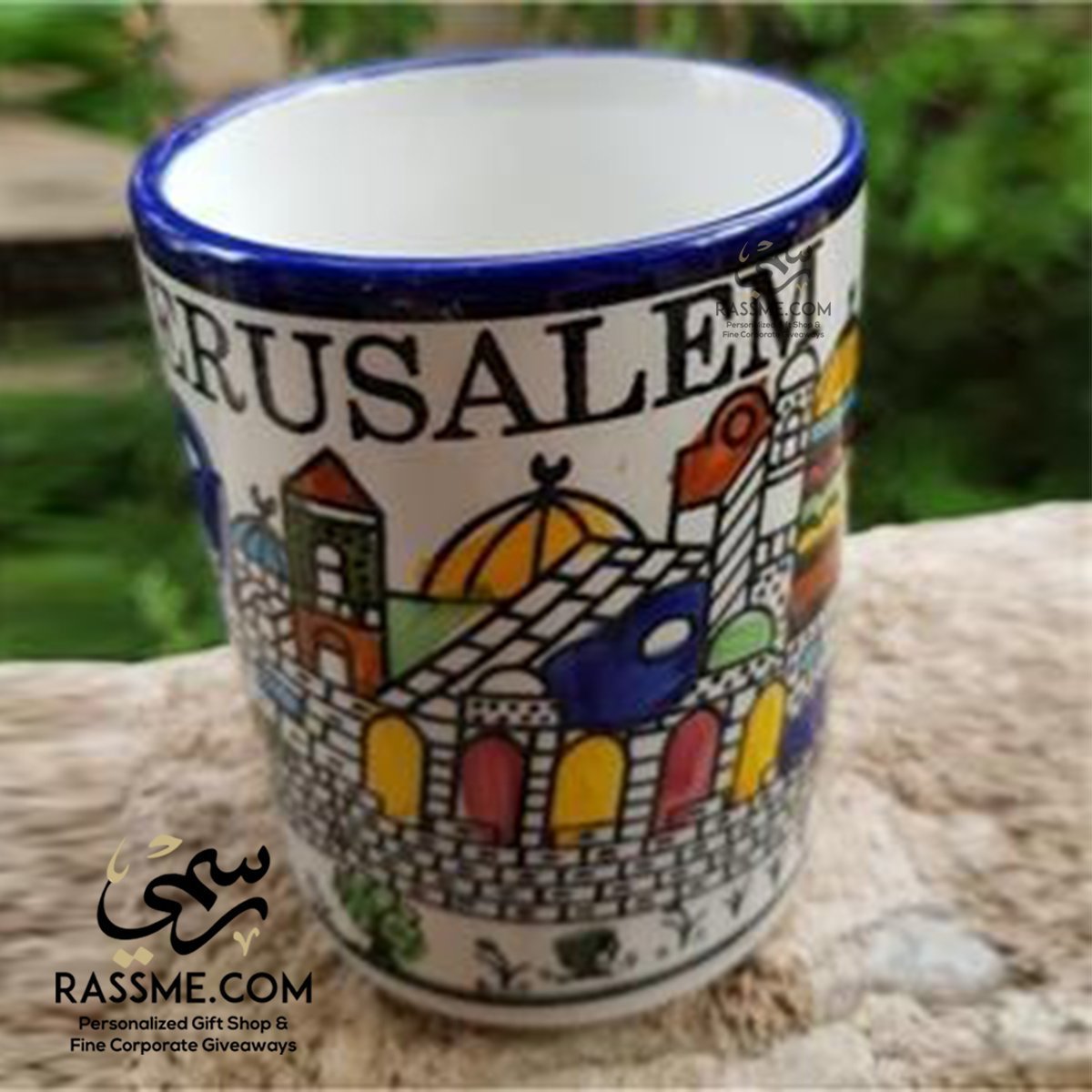 Handmade in Palestinian Ceramics Jerusalem Mug Pottery - Rassme