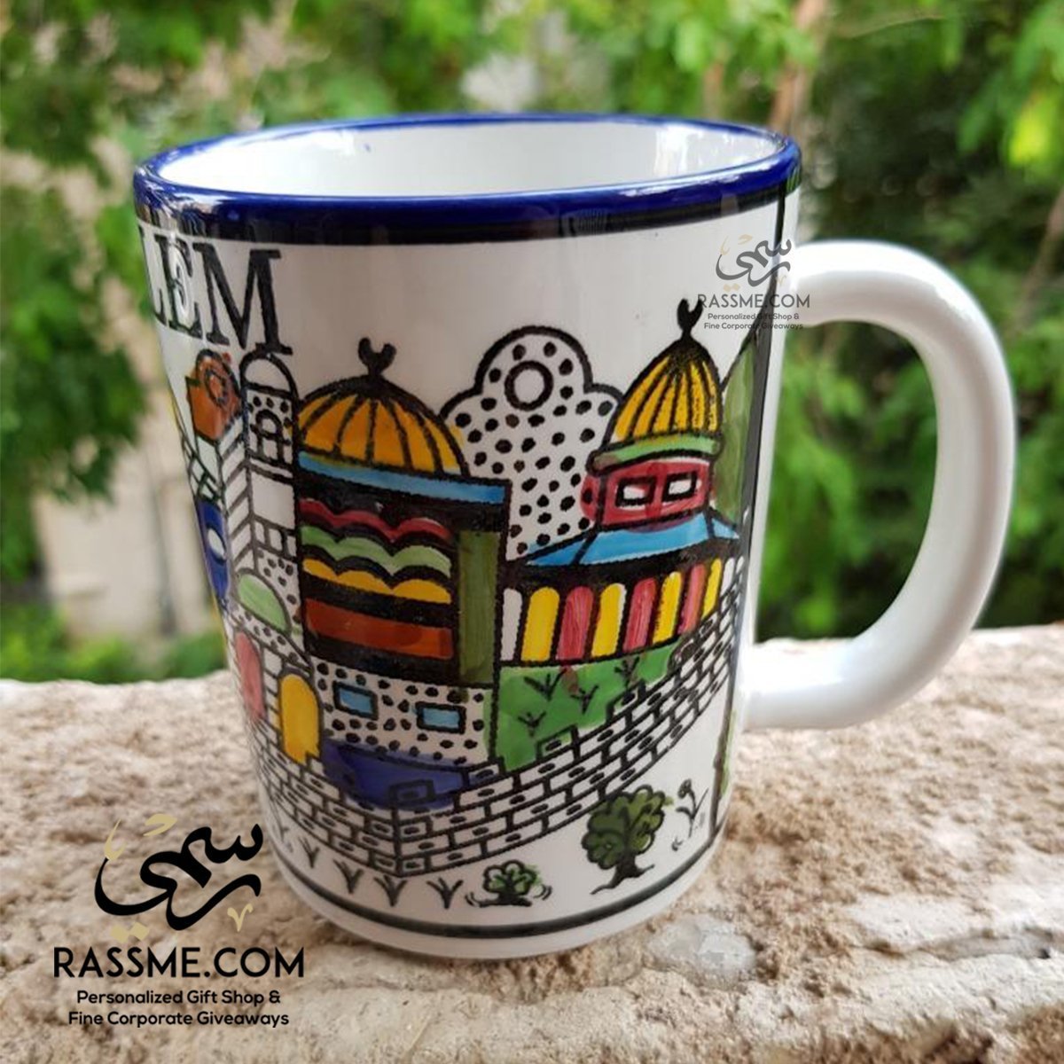 Handmade in Palestinian Ceramics Jerusalem Mug Pottery - Rassme