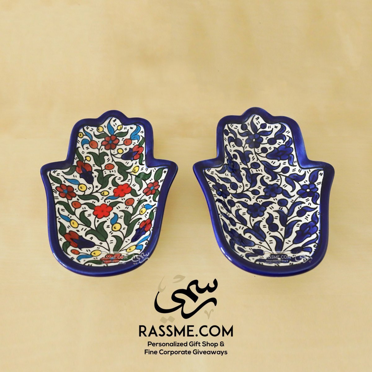 Handmade in Palestinian Ceramics Pottery Hamsa Palm Jordan - Rassme