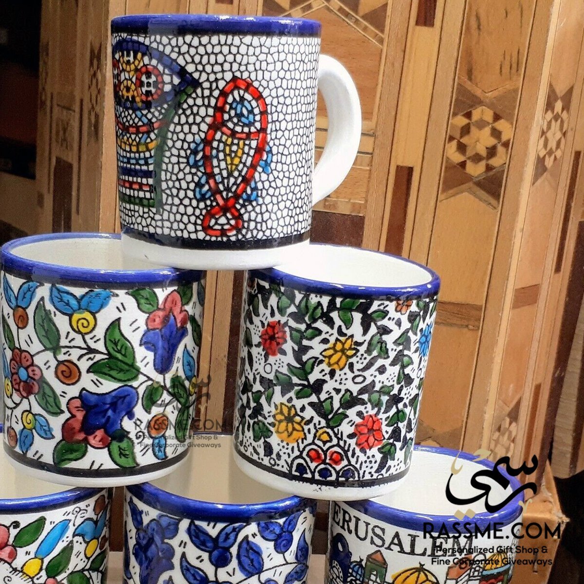 Handmade in Palestinian Ceramics The Galilee Fishes Mug - Rassme