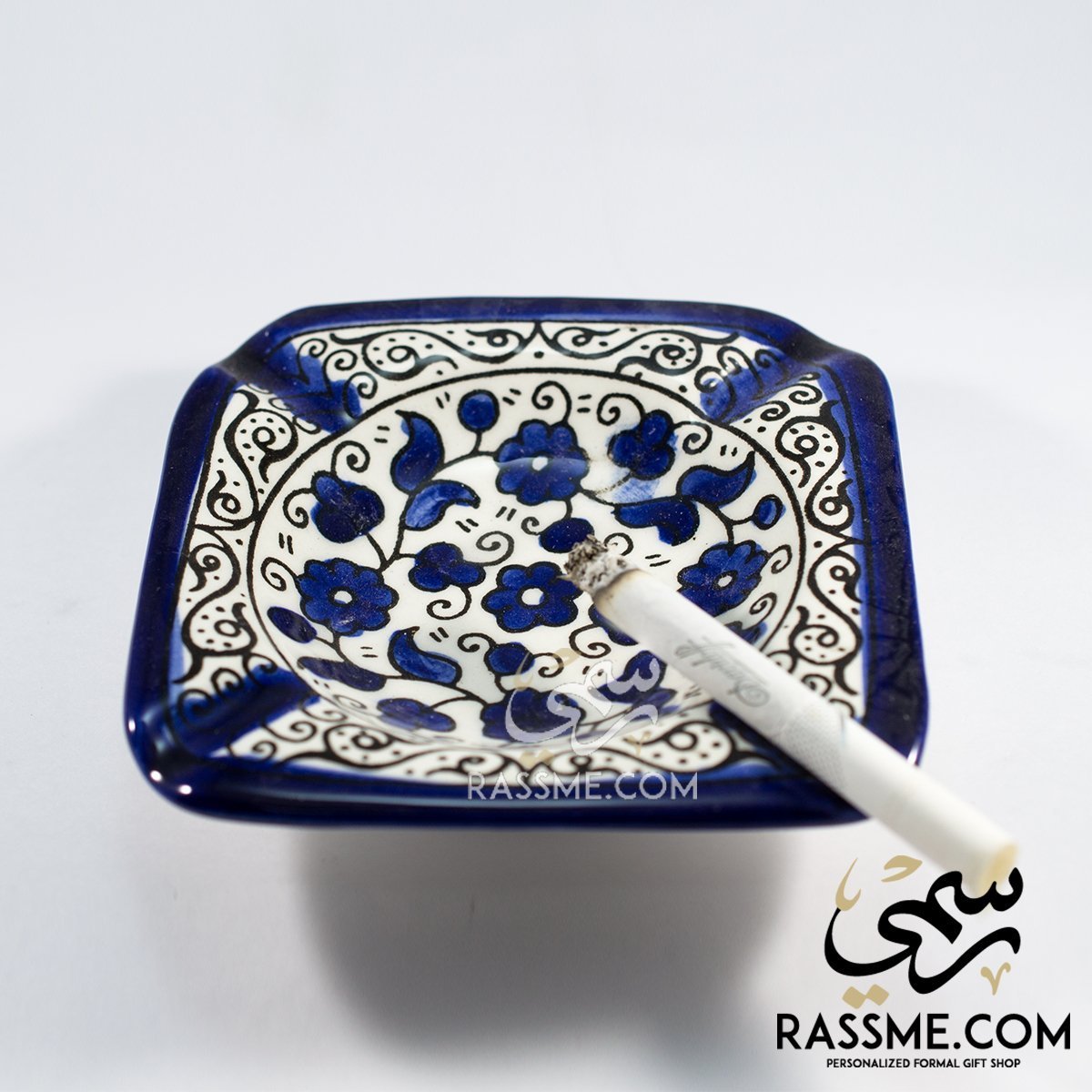 Handmade Palestinian Ceramic Floral Ashtray Pottery - Rassme