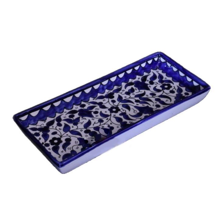 Hebron CERAMIC RECTANGLE Blue PLATE 30 CM - Rassme