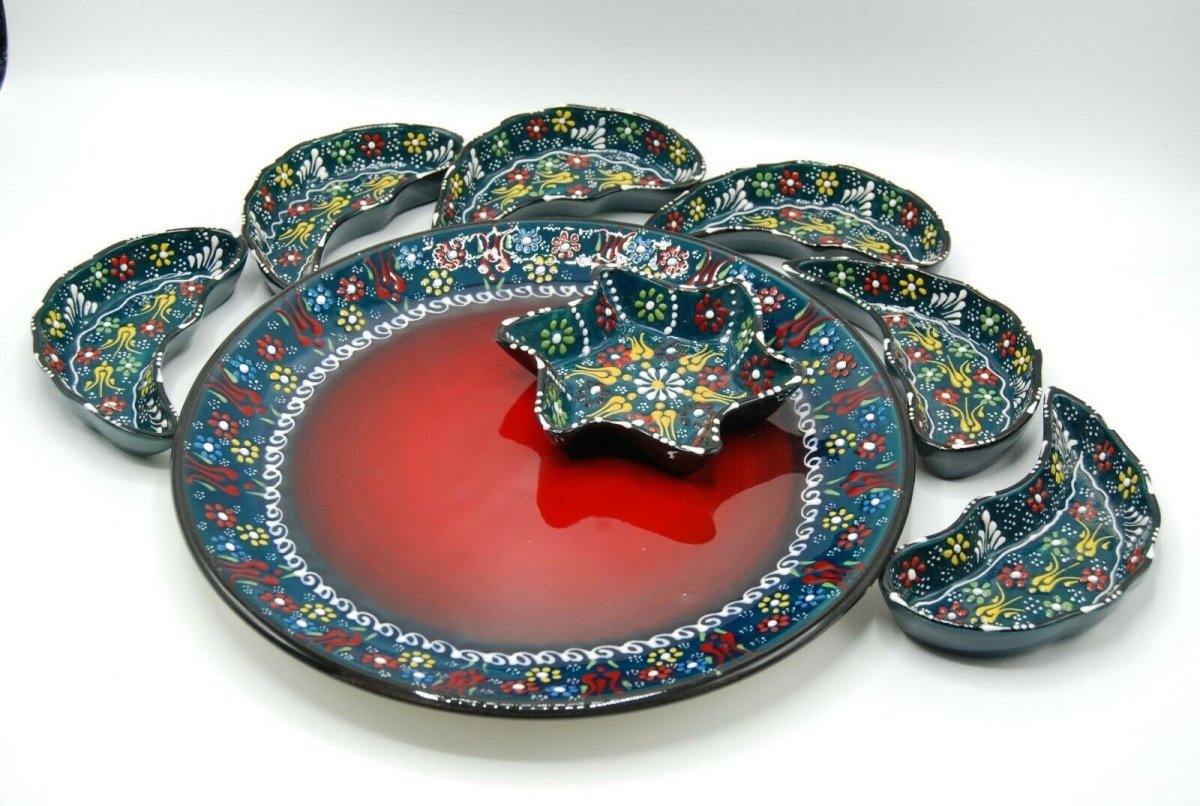 High Quality Breakfast Set, Decorative Bowl Set, Ceramic Set, Serving Set, Mezze Set, Turkish Ceramic Food Serving Set - Rassme