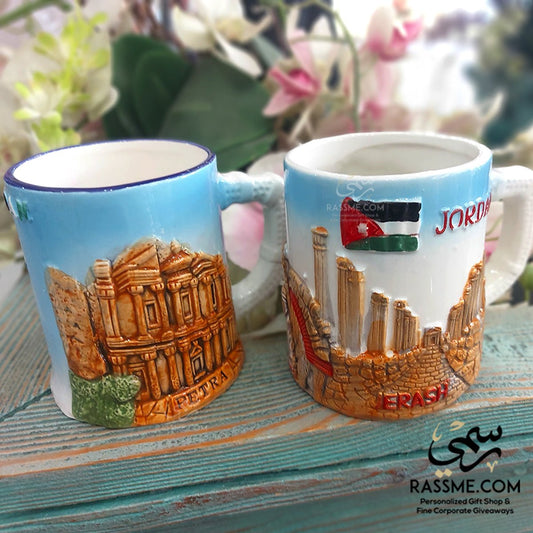 Ceramic Colored Mug Jordan Souvenirs 3d Jerash Petra