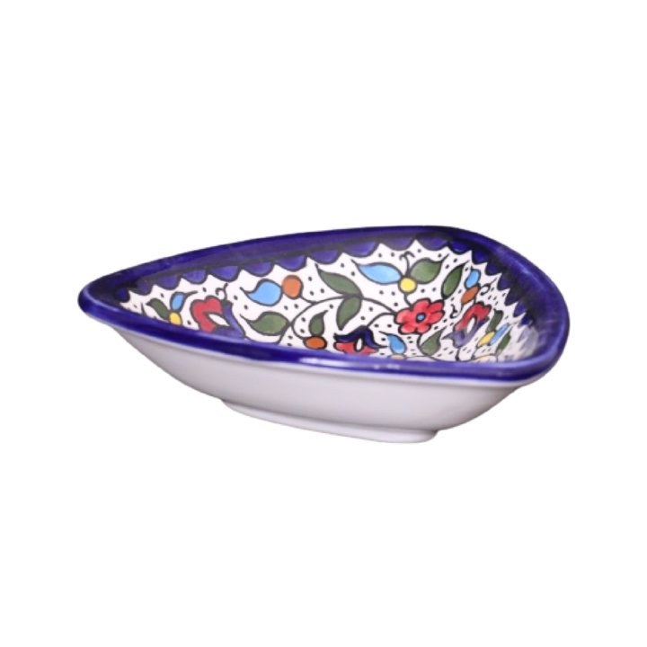 Palestinian Ceramics Pottery TRIANGLE FLORAL BOWL - Rassme