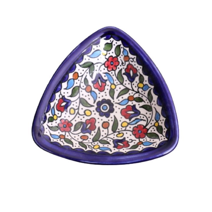 Palestinian Ceramics Pottery TRIANGLE FLORAL BOWL - Rassme