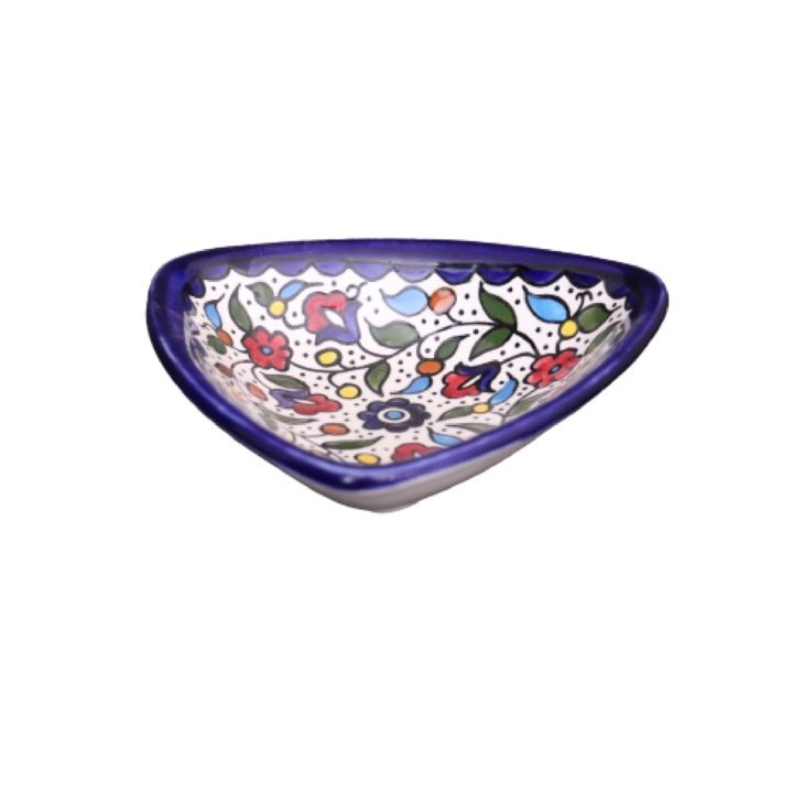 Palestinian Ceramics Pottery TRIANGLE FLORAL BOWL - Rassme