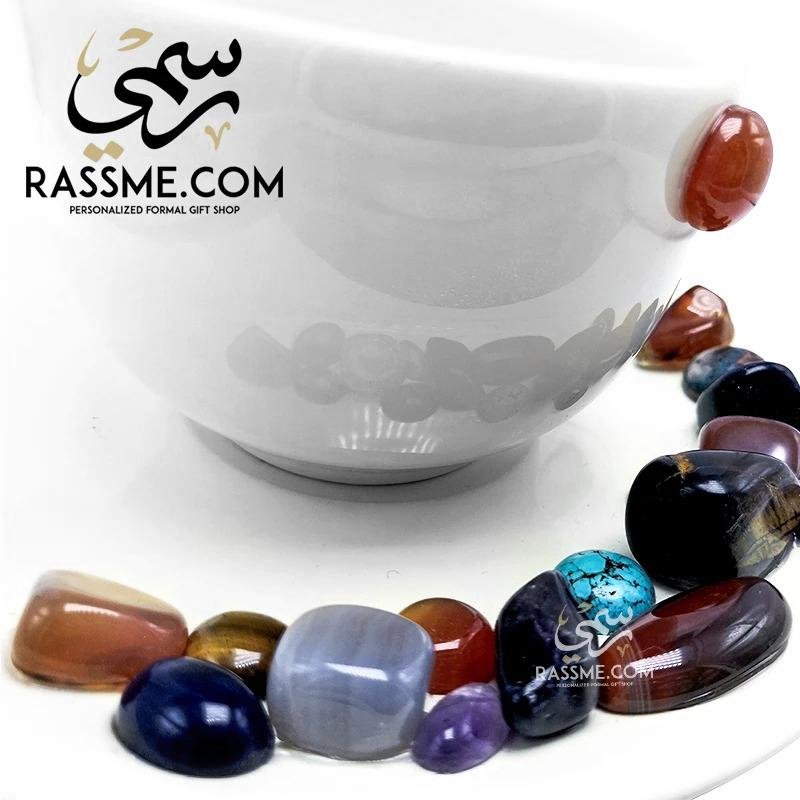 Porcelain Coffee Cups & Tea with Gemstones - in Jordan