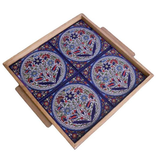 Square Tray Wooden and Ceramic - Rassme