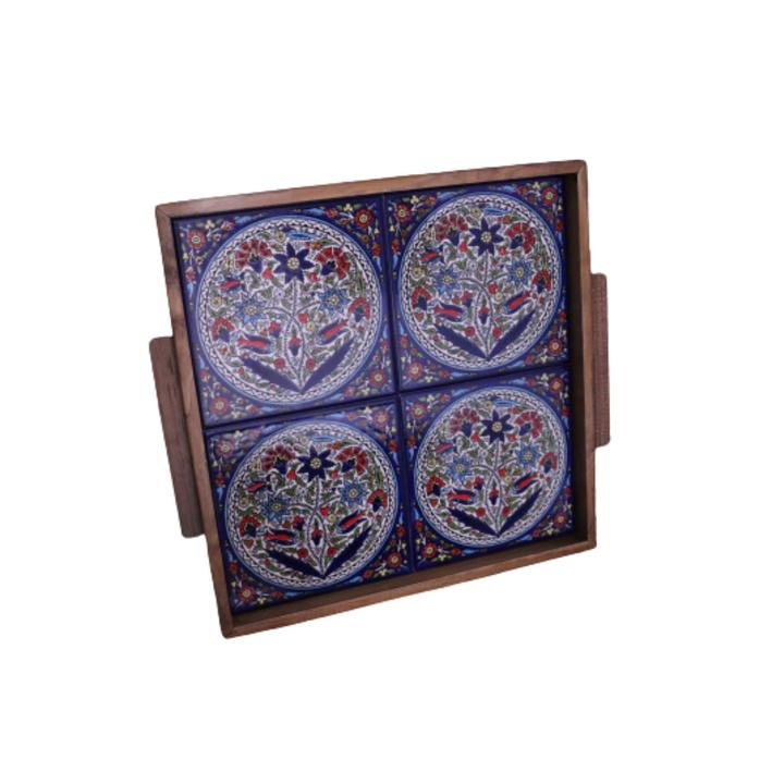 Square Tray Wooden and Ceramic - Rassme