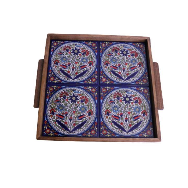 Square Tray Wooden and Ceramic - Rassme