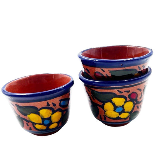 Three Arabic Coffee Cups Floral Ceramic - Rassme