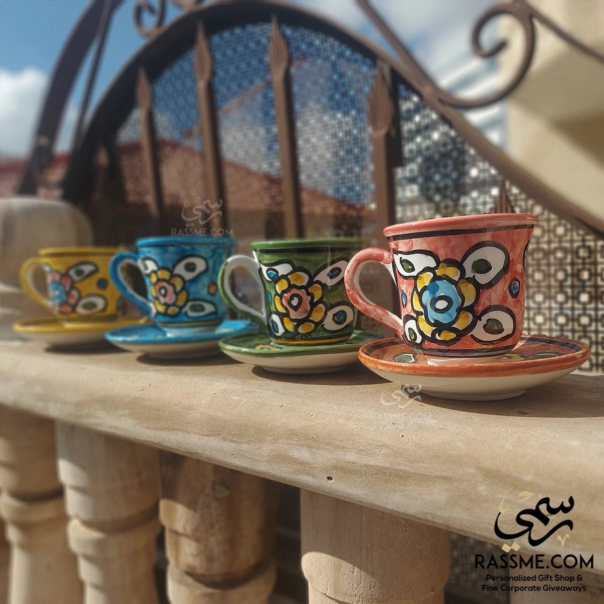 Turkish Coffee Ceramic Floral Colorful - Rassme