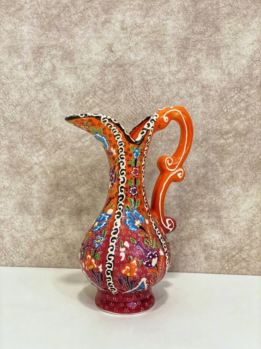 Turkish Ewer Pitcher IBRIK Handmade & Hand Painted Ceramic Home Decorative - Rassme