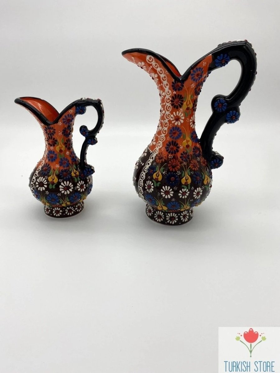Turkish Ewer Pitcher IBRIK Handmade & Hand Painted Ceramic Home Decorative - Rassme