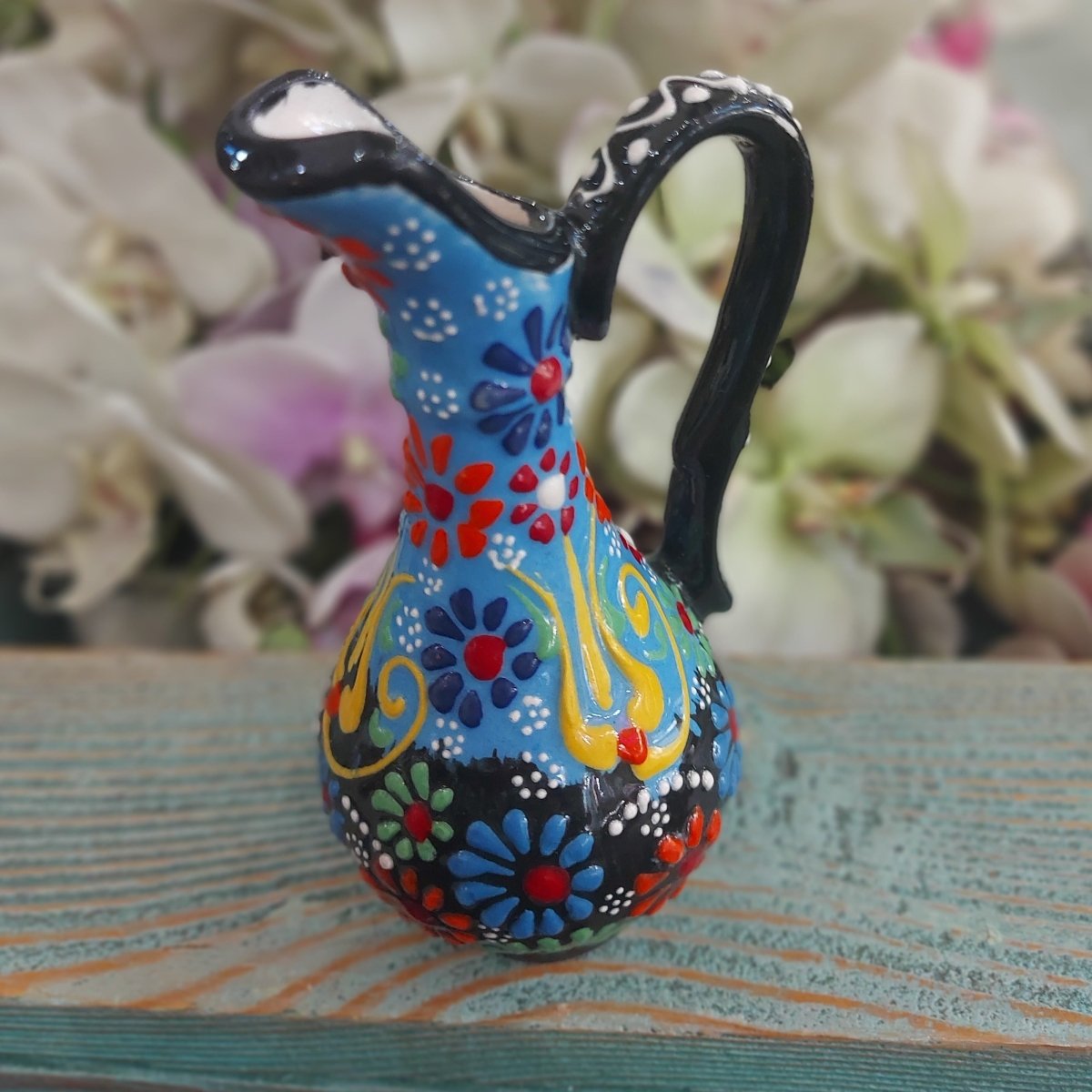 Turkish Ewer Pitcher IBRIK Handmade & Hand Painted Ceramic Home Decorative - Rassme