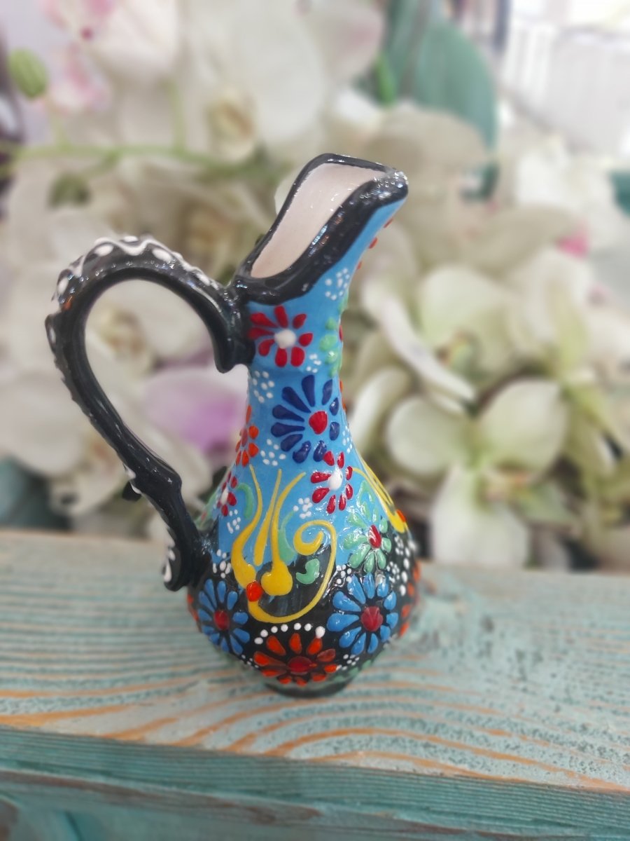 Turkish Ewer Pitcher IBRIK Handmade & Hand Painted Ceramic Home Decorative - Rassme