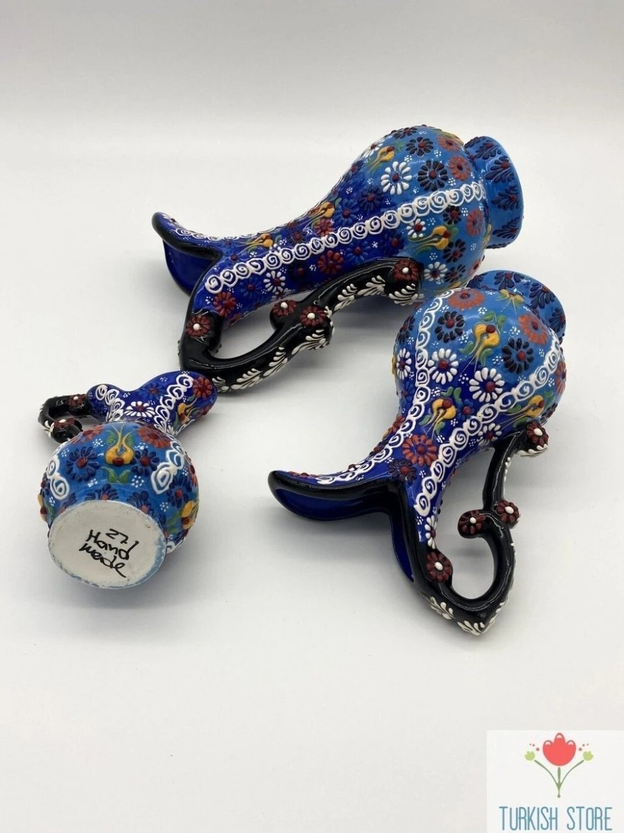 Turkish Ewer Pitcher IBRIK Handmade & Hand Painted Ceramic Home Decorative - Rassme