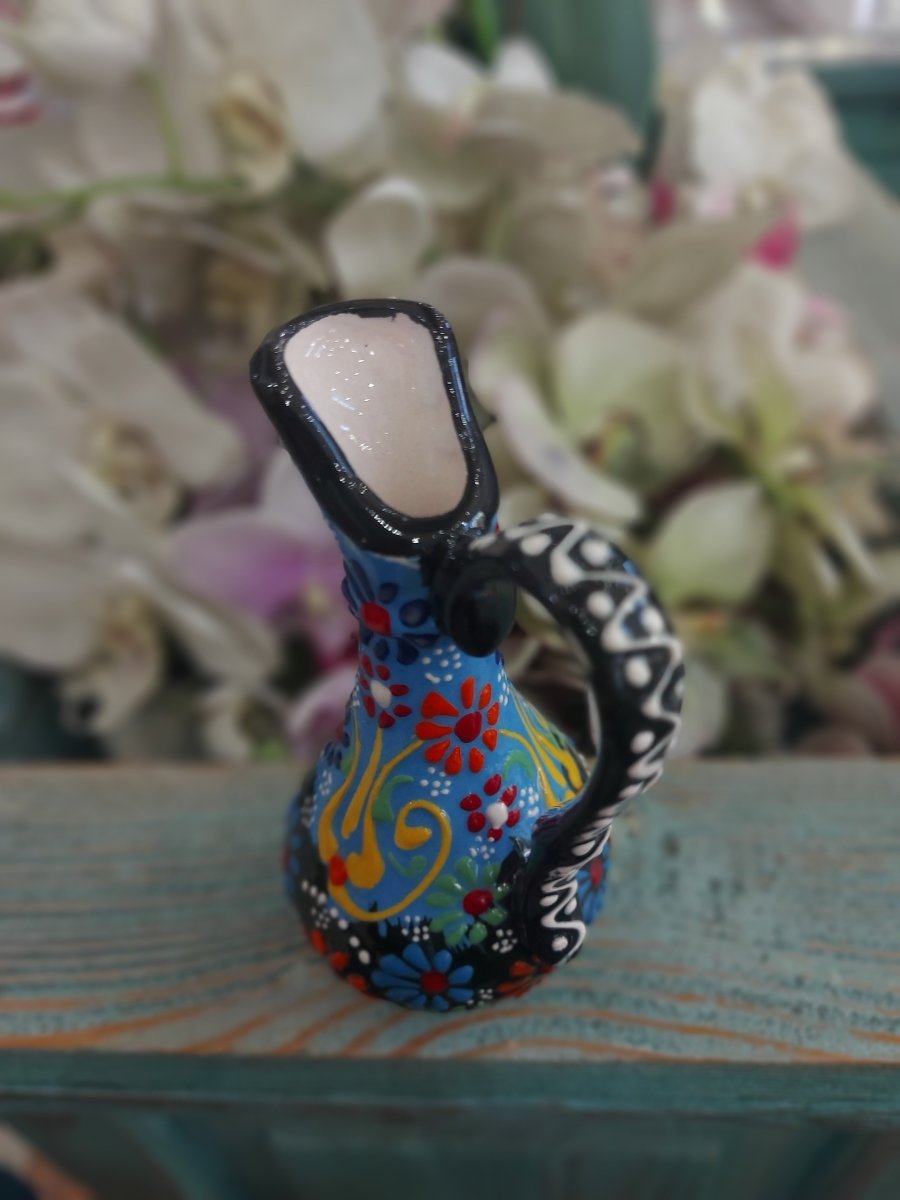 Turkish Ewer Pitcher IBRIK Handmade & Hand Painted Ceramic Home Decorative - Rassme