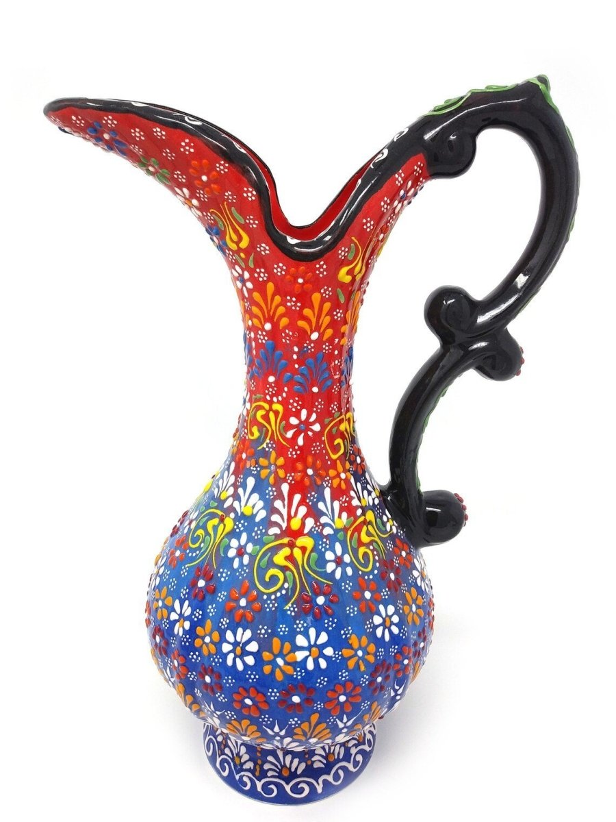Turkish Ewer Pitcher IBRIK Handmade & Hand Painted Ceramic Home Decorative - Rassme