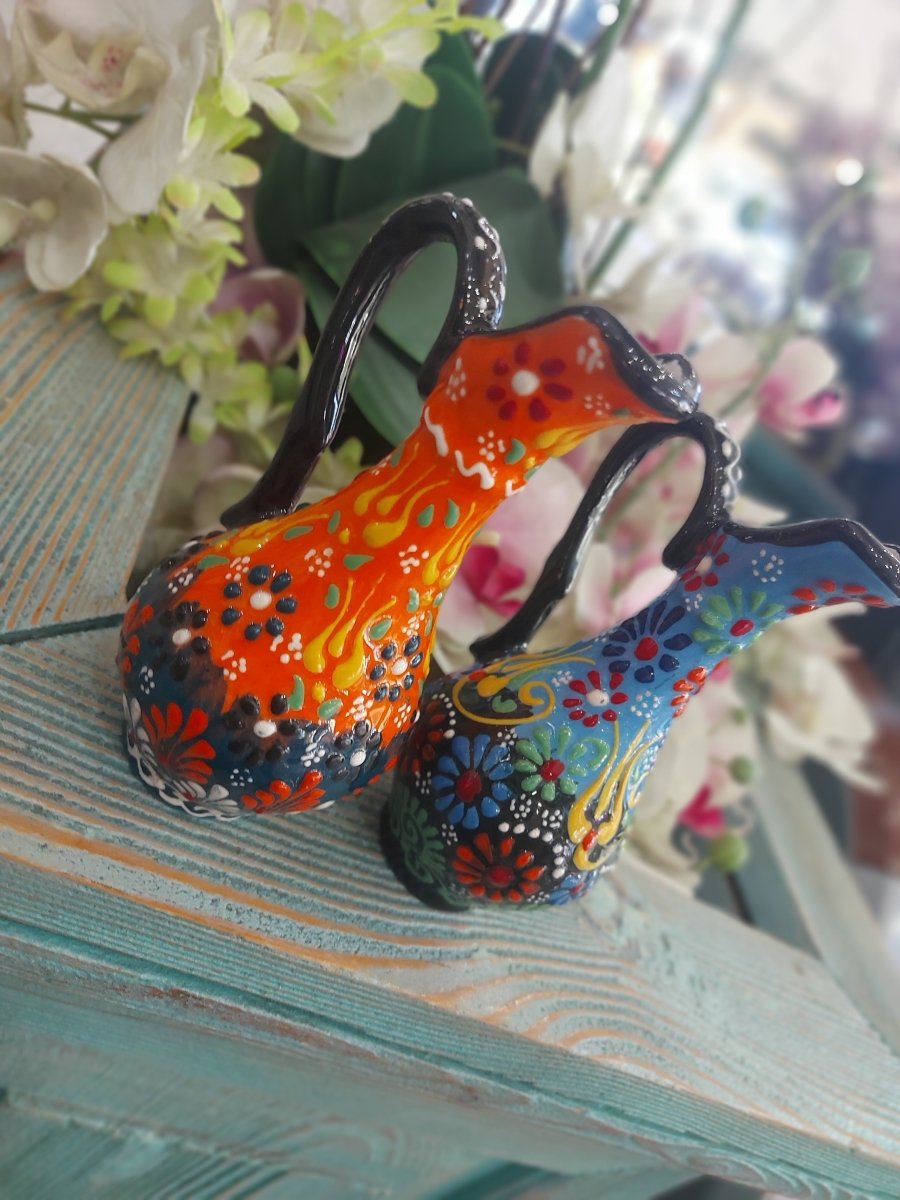 Turkish Ewer Pitcher IBRIK Handmade & Hand Painted Ceramic Home Decorative - Rassme