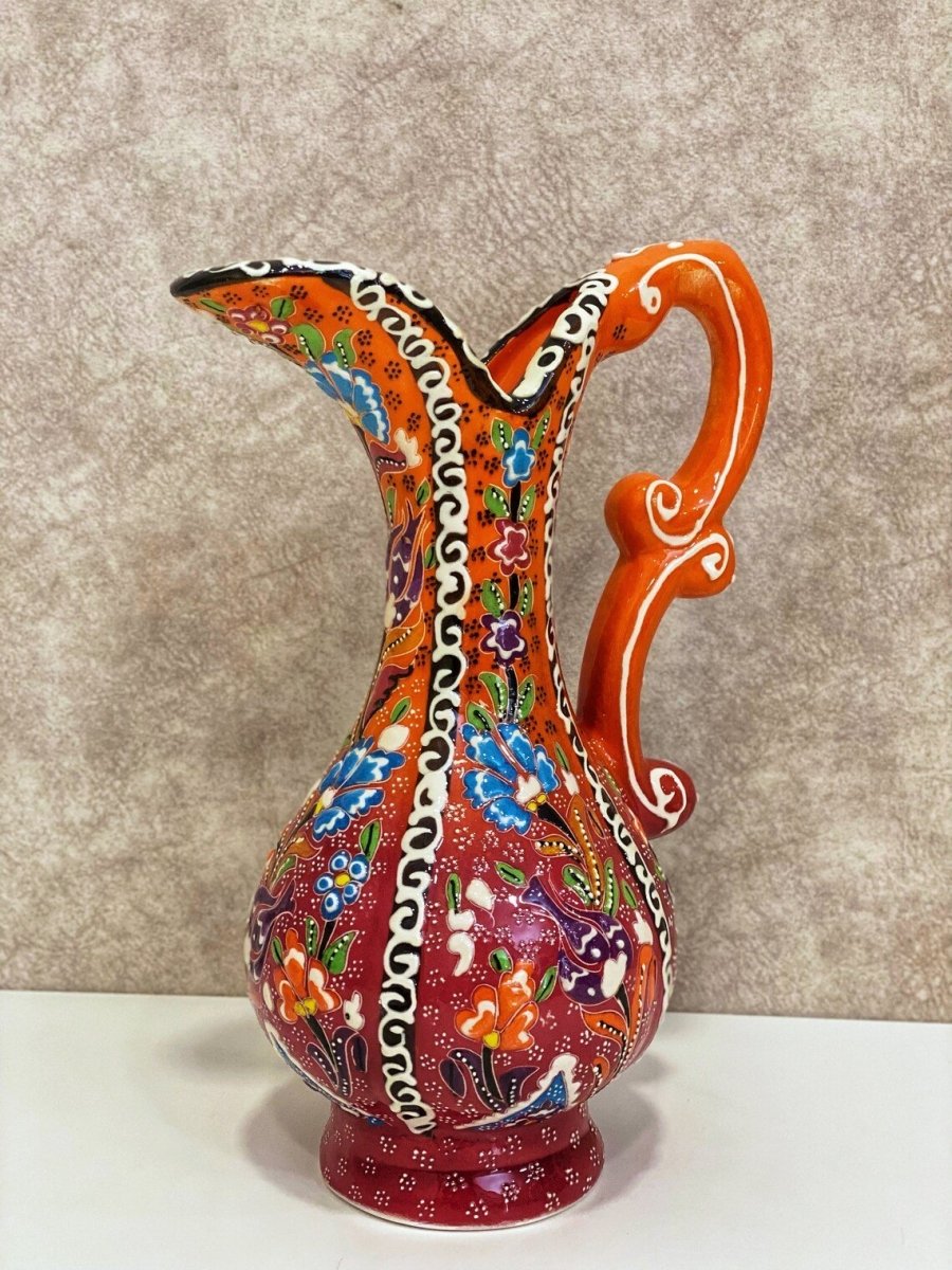 Turkish Ewer Pitcher IBRIK Handmade & Hand Painted Ceramic Home Decorative - Rassme