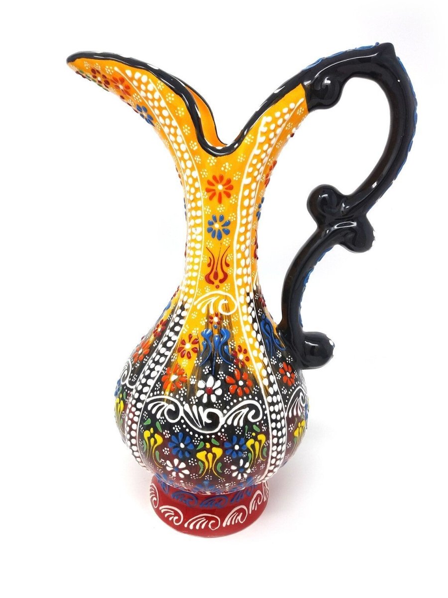 Turkish Ewer Pitcher IBRIK Handmade & Hand Painted Ceramic Home Decorative - Rassme