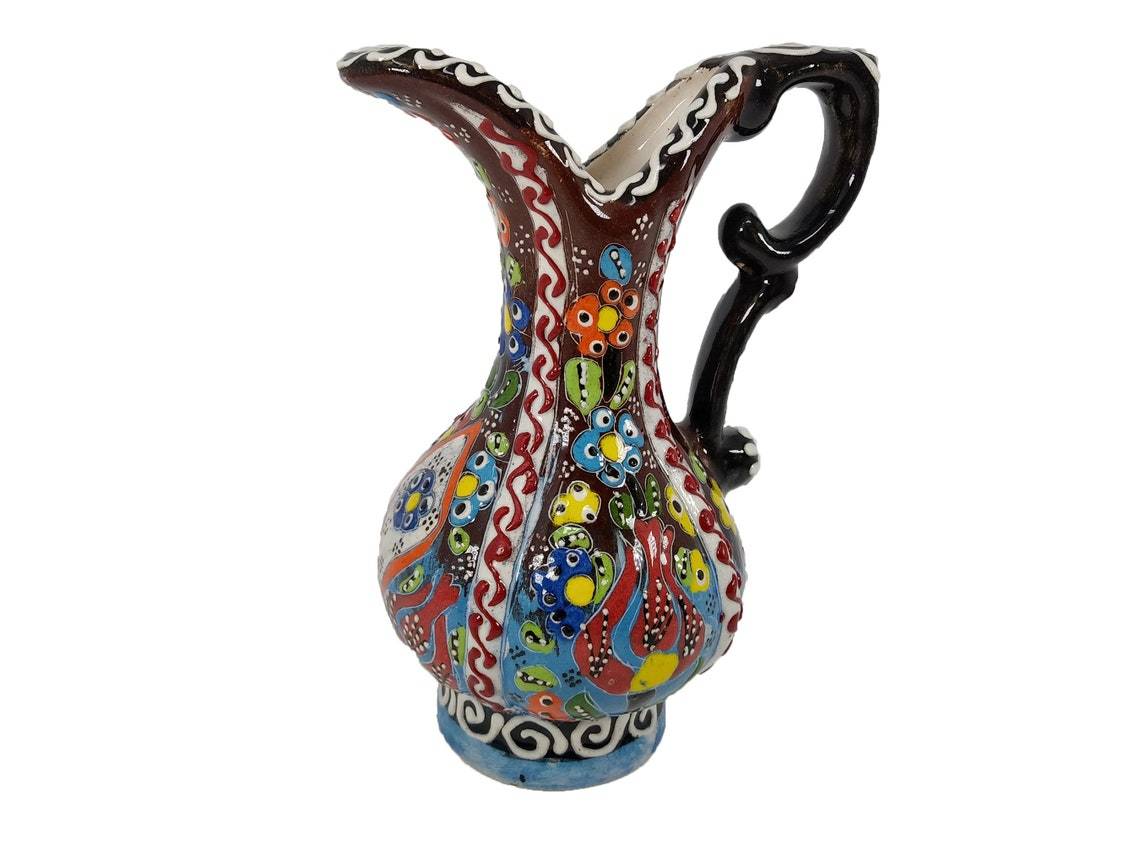 Turkish Ewer Pitcher IBRIK Handmade & Hand Painted Ceramic Home Decorative - Rassme
