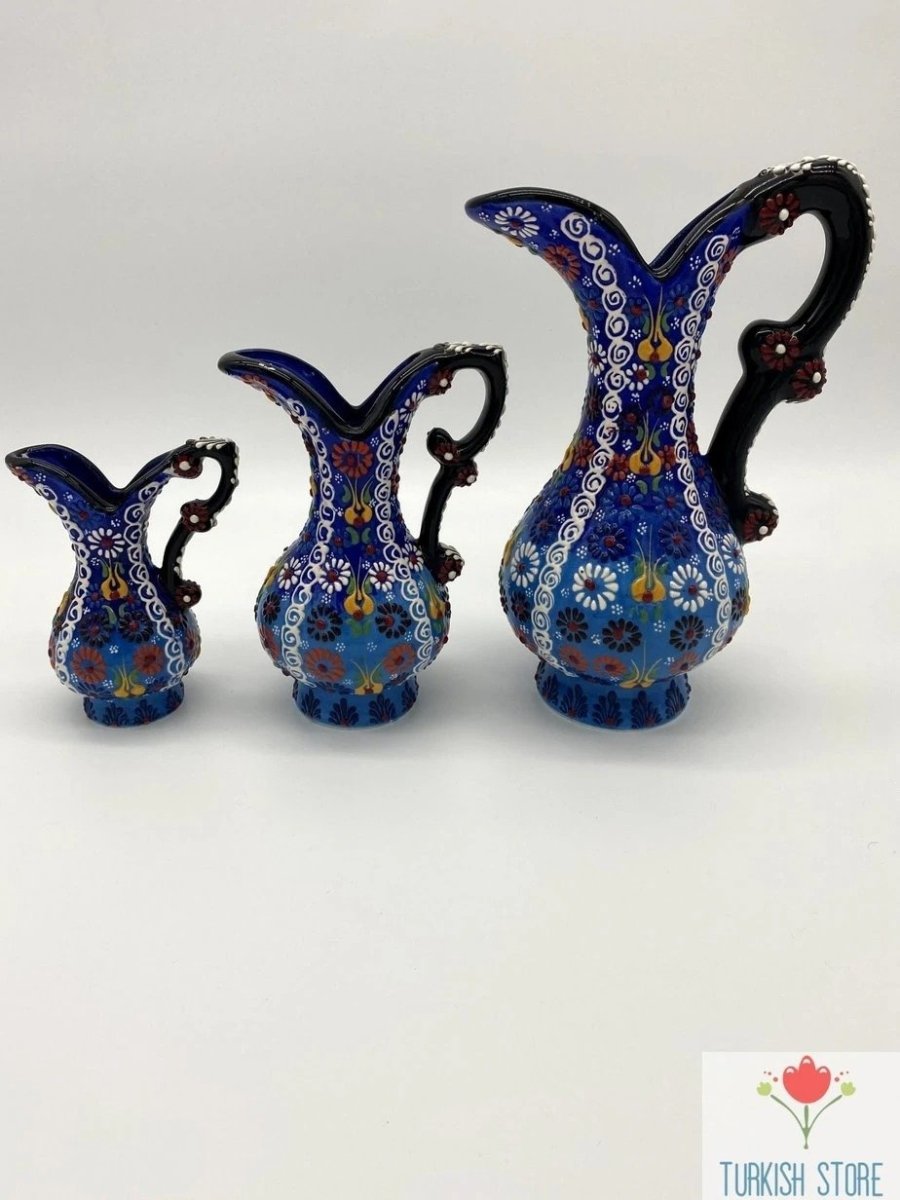 Turkish Ewer Pitcher IBRIK Handmade & Hand Painted Ceramic Home Decorative - Rassme