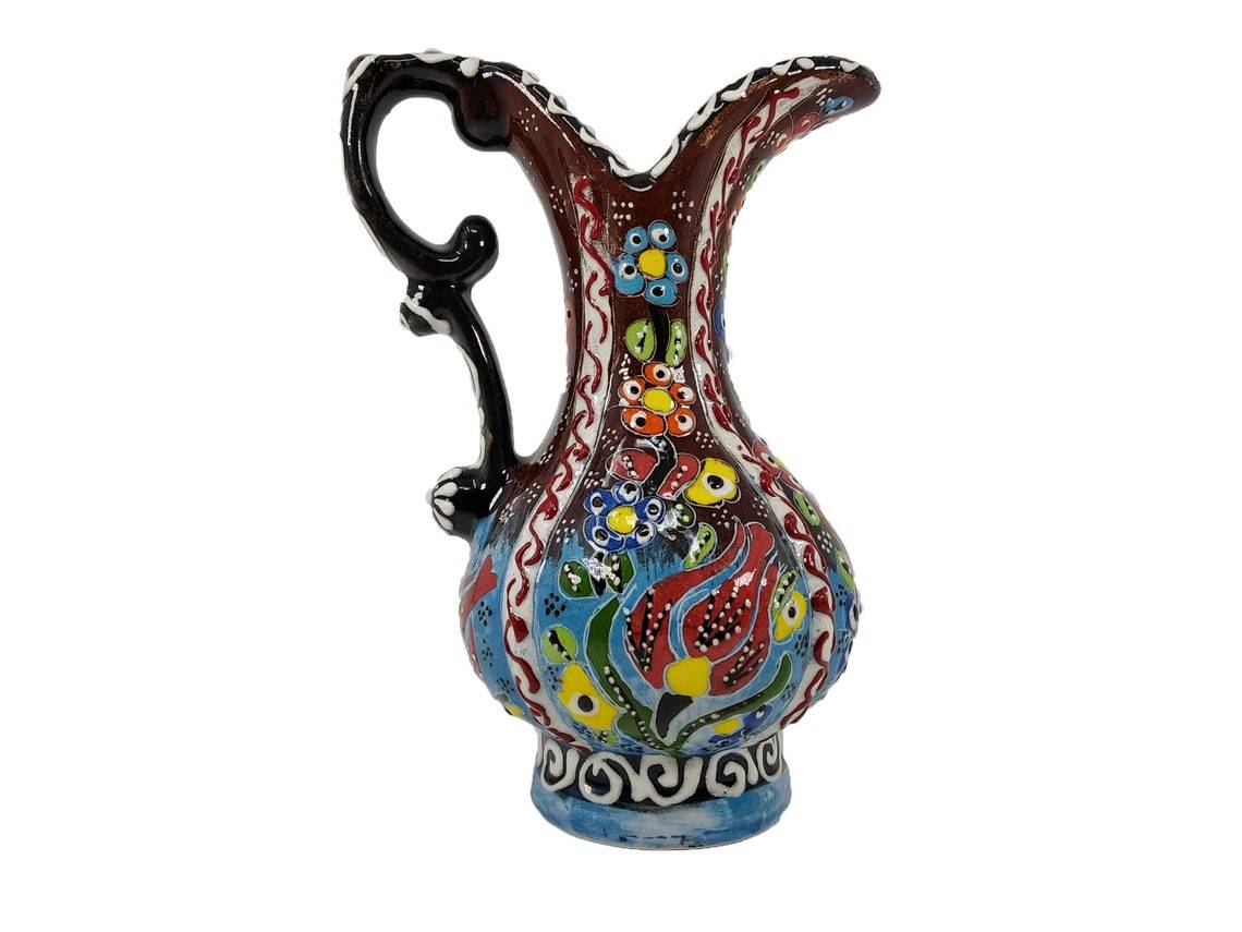 Turkish Ewer Pitcher IBRIK Handmade & Hand Painted Ceramic Home Decorative - Rassme