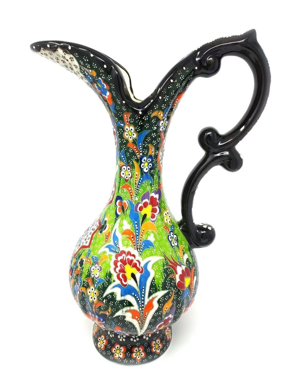 Turkish Ewer Pitcher IBRIK Handmade & Hand Painted Ceramic Home Decorative - Rassme
