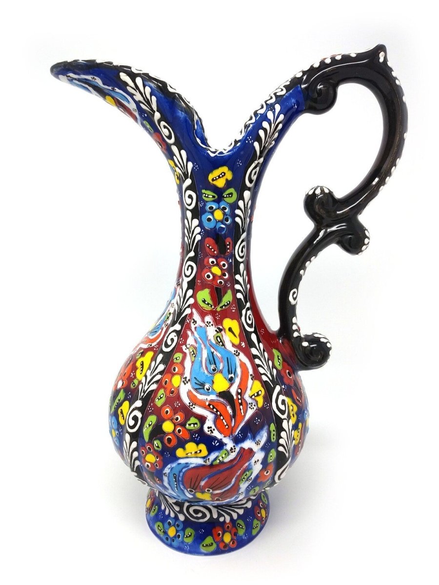Turkish Ewer Pitcher IBRIK Handmade & Hand Painted Ceramic Home Decorative - Rassme