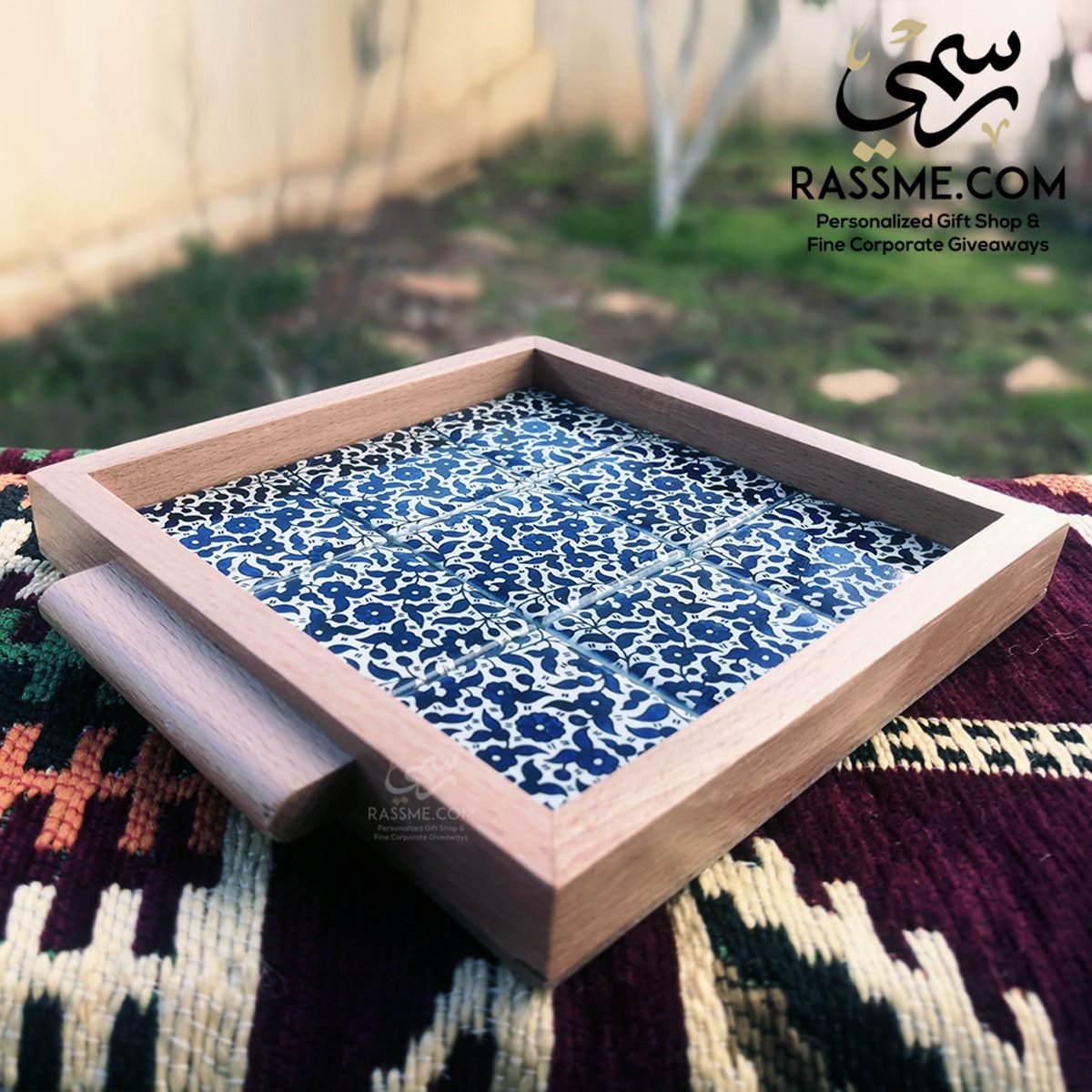 Wooden Ceramic Medium Tray Decor - Rassme