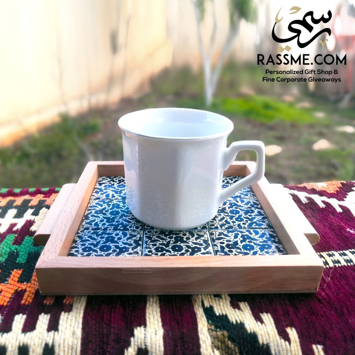 Wooden Ceramic Medium Tray Decor - Rassme
