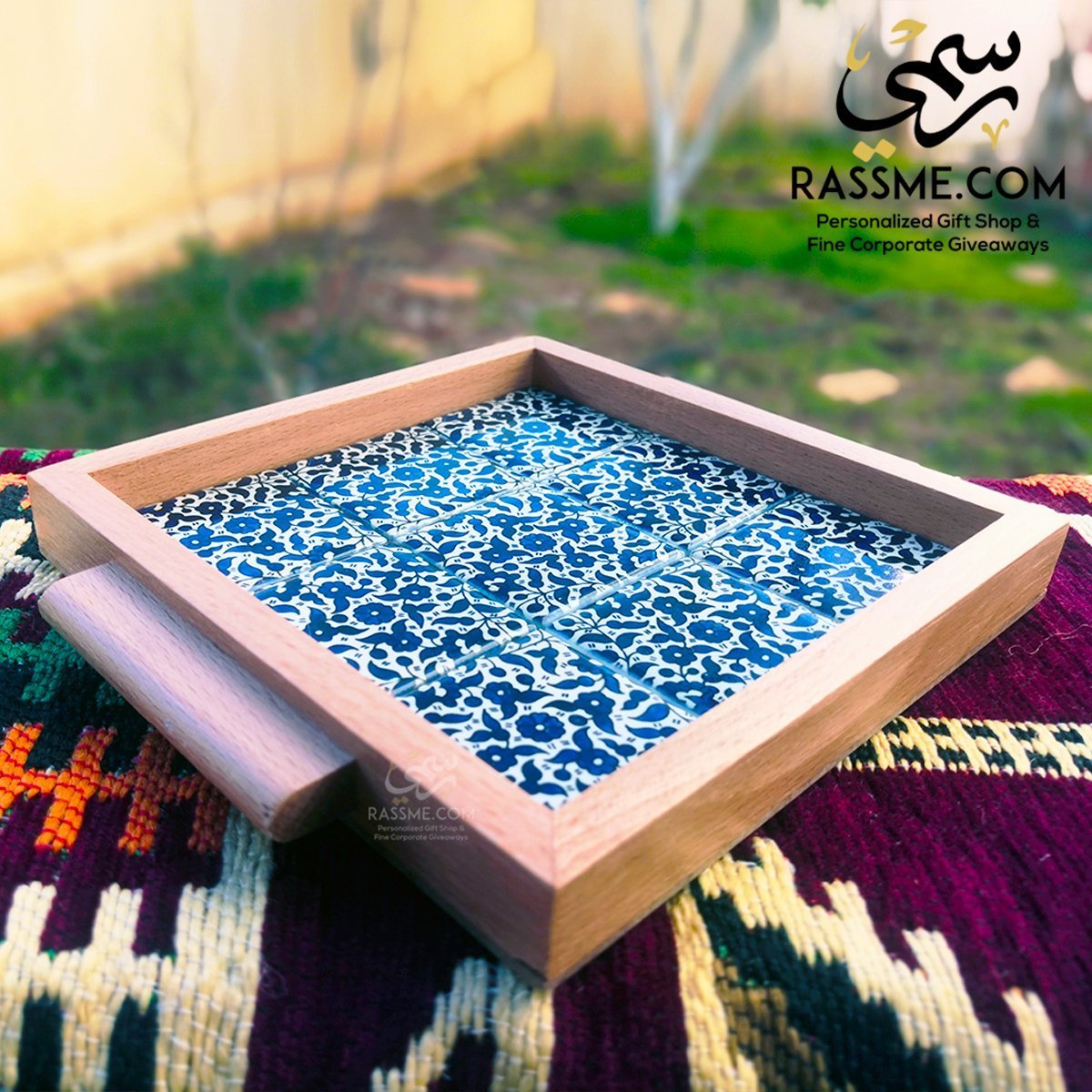 Wooden Ceramic Medium Tray Decor - Rassme
