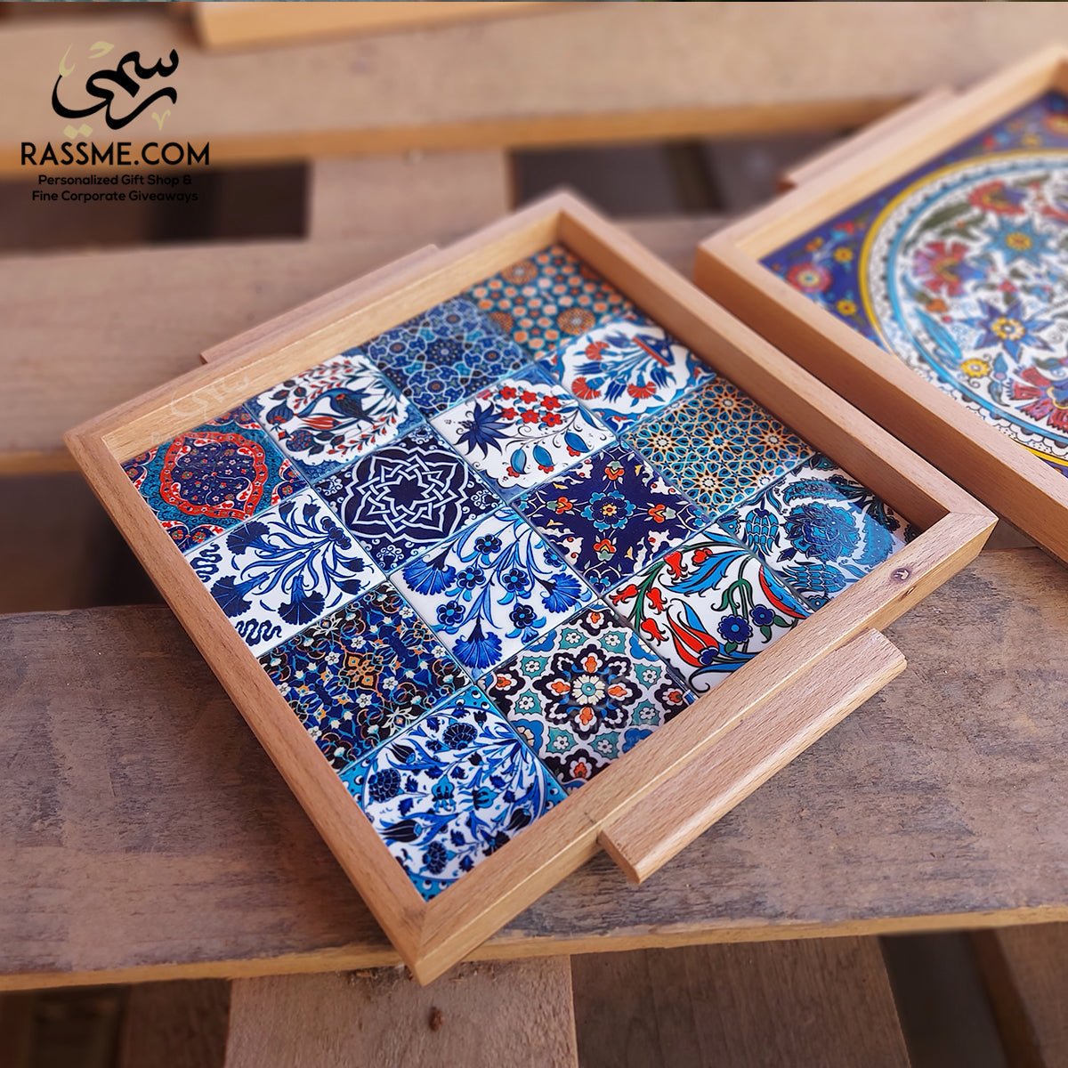 Wooden Ceramic Medium Tray Decor - Rassme